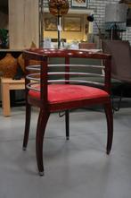 9x leuke eetkamerstoel cafestoel ronde vormen hout stof rood, Ophalen, Gebruikt, Metaal, Vijf, Zes of meer stoelen