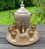 Samovar wijnkan waterkan compl met kelken dienblad samovaar, Antiek en Kunst, Ophalen of Verzenden, Koper