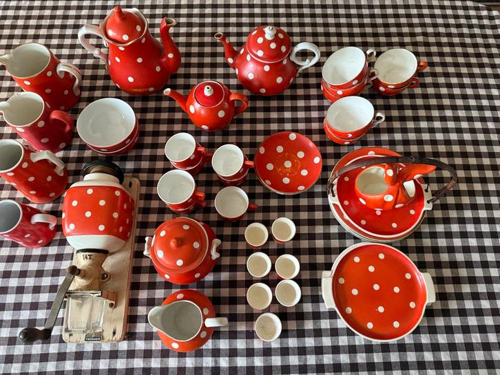 Polkadot Servies Collectie - Sarreguemines & Meer!, Antiek en Kunst, Antiek | Servies compleet, Ophalen of Verzenden