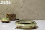 Vintage asbak - Op leeuwenpoten - Onyx steen met messing, Ophalen of Verzenden, Gebruikt, Asbak