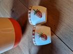 JET 🍓 MINI BLOEMPOTJES 🍓 AARDBEI SERVIES 2x, Ophalen of Verzenden
