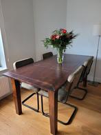 Massief houten eettafel 180x90cm, Ophalen, Gebruikt, 50 tot 100 cm, Vijf personen of meer