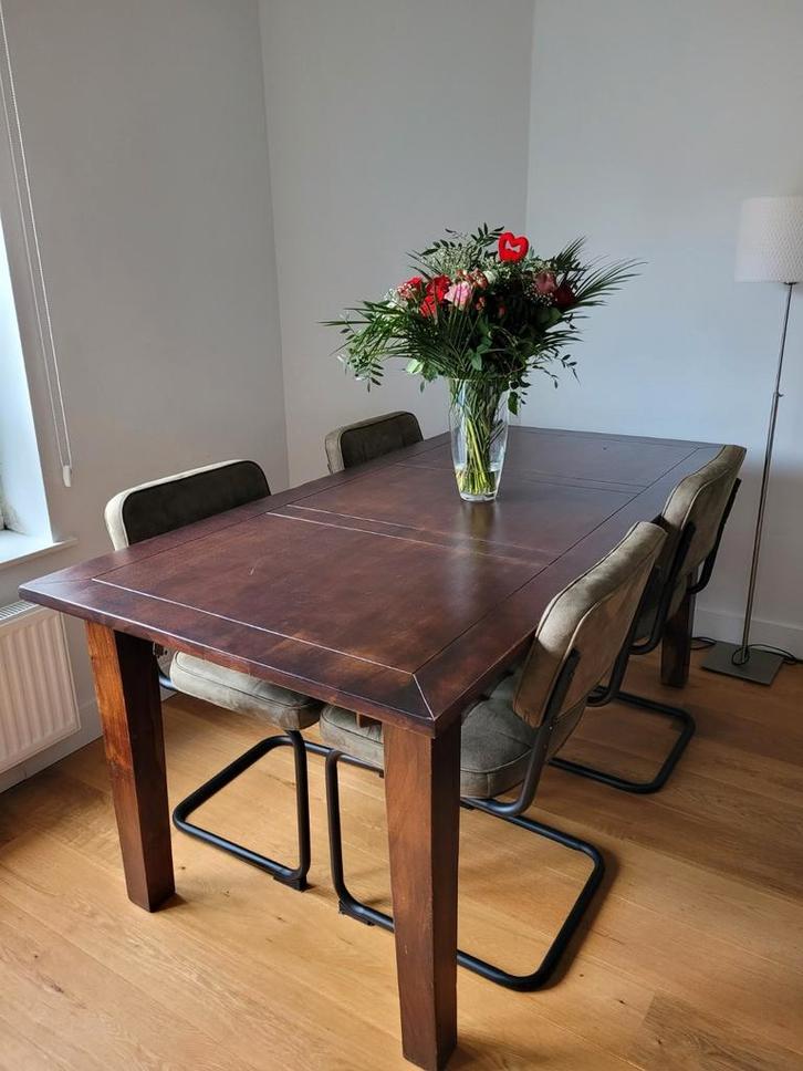 Massief houten eettafel 180x90cm, Huis en Inrichting, Tafels | Eettafels, Gebruikt, 50 tot 100 cm, 150 tot 200 cm, Vijf personen of meer