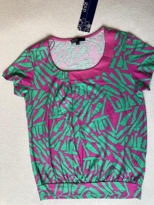 NIEUW T-Shirt viscose stretch neon-roze groen maat S-XS, Kleding | Dames, T-shirts, Nieuw, Maat 34 (XS) of kleiner, Overige kleuren