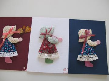 Verjaardagskaarten met patchworkstofjes. beschikbaar voor biedingen
