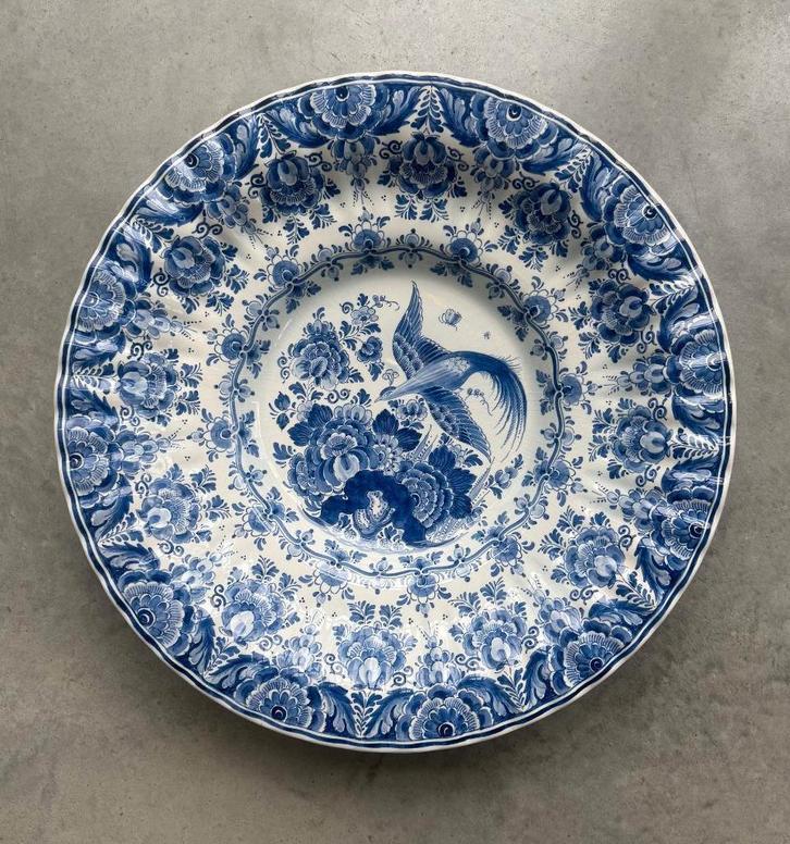 Grote handbeschilderde Delfts blauwe schaal 54 cm, Antiek en Kunst, Antiek | Keramiek en Aardewerk, Ophalen