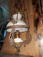 Antieke koperen petroleum hanglamp, Antiek en Kunst, Ophalen