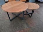 Tavolo set salontafels, massief eiken, 80, 60 cm doorsnede, Ophalen, 50 tot 100 cm, Rond, 50 tot 100 cm