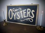 Houten paneel / bord / antiek / Oysters / oester / vintage, Huis en Inrichting, Woonaccessoires | Tekstborden en Spreuken, Zo goed als nieuw