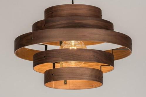 Hanglamp hout fineer walnoot ring tafel vide tafel 50cm lamp, Huis en Inrichting, Lampen | Hanglampen, Nieuw, Minder dan 50 cm