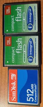 Compact Flash memory card 3 stuks 512MB en 128 MB, Audio, Tv en Foto, Fotografie | Geheugenkaarten, Ophalen, Gebruikt, Compact Flash (CF)