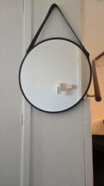 Ronde spiegel met leren band, Ophalen, Minder dan 50 cm, Rond, Nieuw