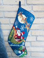 Unieke Prachtige kerst sok geborduurd met wol., Ophalen of Verzenden, Zo goed als nieuw