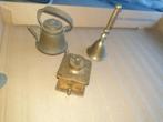 3 Koperen Miniaturen: Theepot, Koffiemolen, Wasstamper, Ophalen of Verzenden, Koper