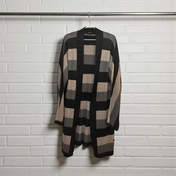 Hauber Vest Maat 40 Zwart Grijs Streep Open Kasjmier Wol, Kleding | Dames, Truien en Vesten, Zo goed als nieuw, Maat 42/44 (L)