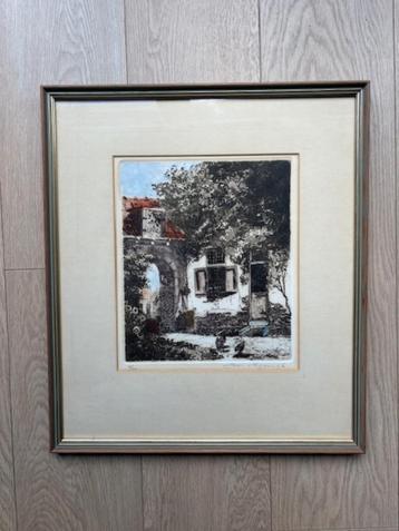 Kleurrijke ets van Jan van Rijsewijk  beschikbaar voor biedingen