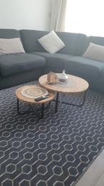 Set van twee houten salontafels, Huis en Inrichting, Tafels | Salontafels, Minder dan 50 cm, Gebruikt, Rond, Minder dan 50 cm