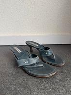 Vintage Y2K Manolo Blahnik leren sandalen met kleine hak, Manolo Blahnik, Blauw, Manolo Blahnik, Manolo Blahnik