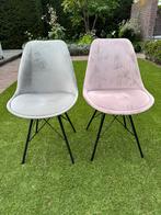 2x eetkamerstoel stof velours, Huis en Inrichting, Stoelen, Ophalen, Gebruikt, Twee, Overige kleuren