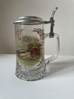 Glazen bierkroes met deksel en eenden op het glas., Ophalen of Verzenden, Zo goed als nieuw, Glas of Glazen, Overige merken