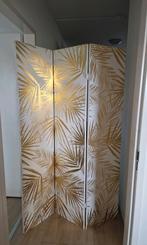 Kamerscherm, wit met gouden plantmotief, 180x120,, Ophalen, Zo goed als nieuw
