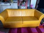 Gele leren bank - Eyecatcher!, Ophalen, Gebruikt, 150 tot 200 cm, Tweepersoons