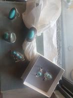 Antieke ringen set met turquoise, Sieraden, Tassen en Uiterlijk, Ringen, Gebruikt, Blauw, Ophalen of Verzenden, Met edelsteen