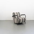 1 x Leolux Scylla fauteuil zwart/wit gestreepte stof