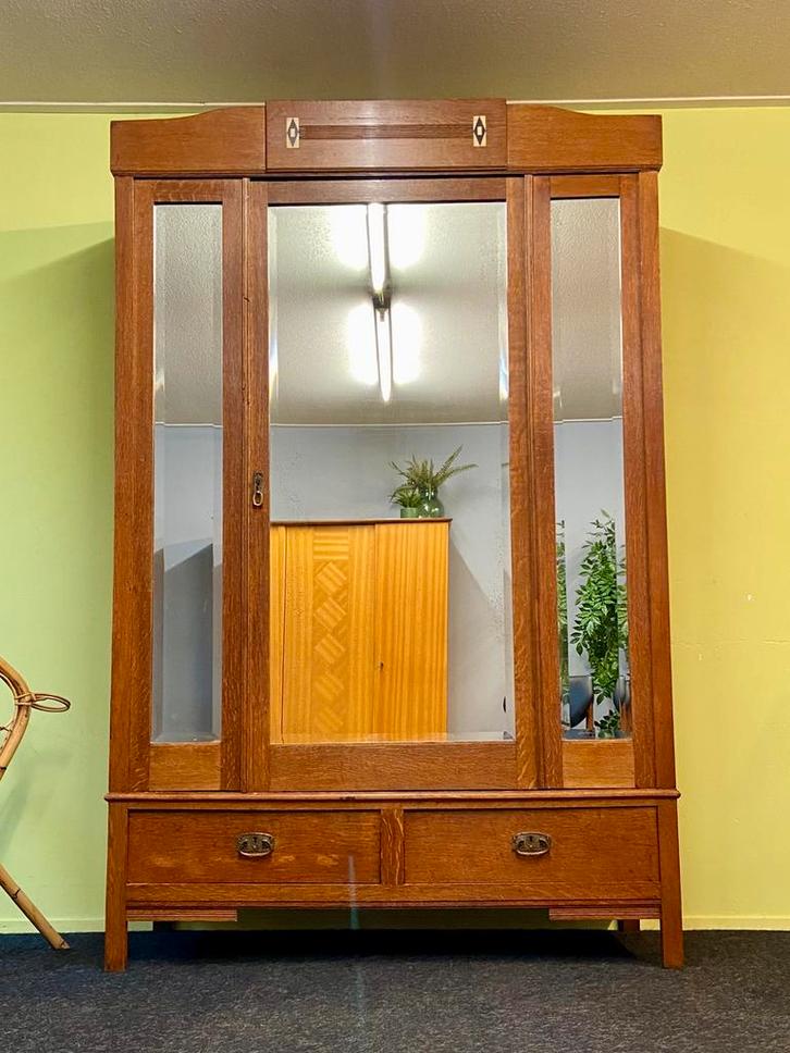 Mooie grote Art Deco garderobekast antieke vintage  kast, Huis en Inrichting, Kasten | Overige, Gebruikt, Ophalen