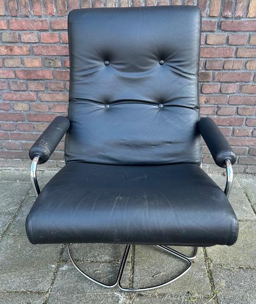 Jan des Bouvrie v Gelderland loungestoel fauteuil lounge, Huis en Inrichting, Fauteuils, Gebruikt, Leer, Metaal, Ophalen