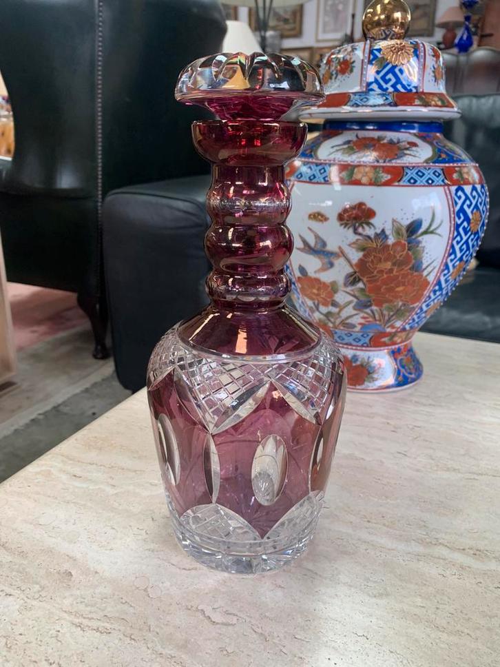 Karaf mooie Boheems kristallen karaf mooi divers slijpsel, Antiek en Kunst, Antiek | Glas en Kristal, Ophalen of Verzenden