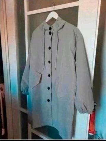 Nieuwe jas met capuchon beige van kleur en steekzakken. beschikbaar voor biedingen
