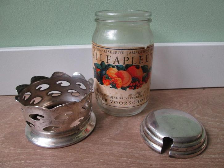 Begeer Voorschoten ZILFA PLEET Jampot in Houder met Label, Antiek en Kunst, Curiosa en Brocante, Ophalen of Verzenden