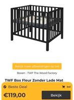 TWF Box Fleur Zwart - incl. matras en Koeka kleed, Kinderen en Baby's, Boxen, Ophalen, Zo goed als nieuw, Vierkant, In hoogte verstelbaar