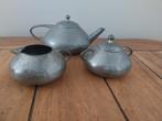 Tinnen theepot en suiker en melkset, Ophalen of Verzenden