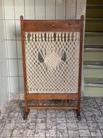 Vintage macrame houten raamscherm antiek brocante, Gebruikt, Ophalen of Verzenden