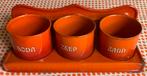 Vintage Zand Zeep Soda Set Oranje met Wandbeugel, Antiek en Kunst, Ophalen of Verzenden