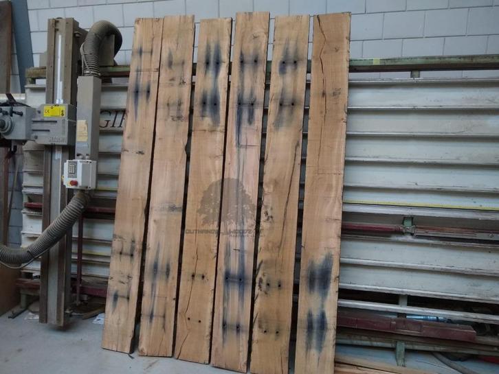 spoorbiels planken, oud eiken planken voor binnen, wandplank, Doe-het-zelf en Verbouw, Hout en Planken, Gebruikt, Plank, Eiken
