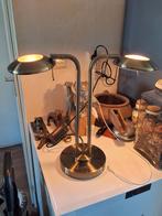 Vintage Bureaulamp met Dubbele Kap tafel lamp Jan des Bouvri, Huis en Inrichting, Lampen | Vloerlampen, Gebruikt, Vintage, Ophalen of Verzenden