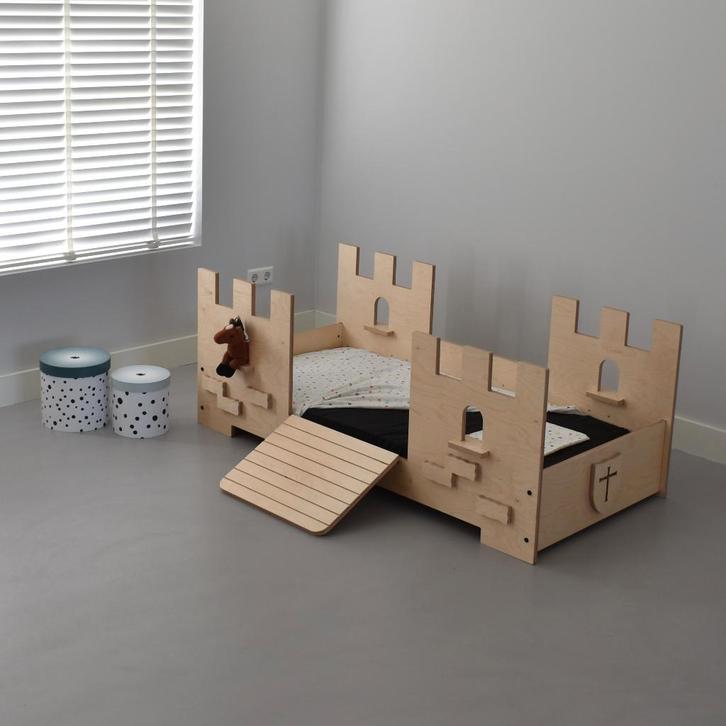 Kasteel bed (Berken Multiplex), Kinderen en Baby's, Kinderkamer | Bedden, Nieuw, 180 cm of meer, 85 tot 100 cm, Lattenbodem, Ophalen