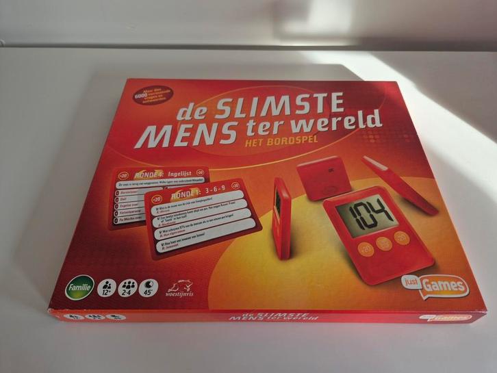 De Slimste Mens ter Wereld - Het Bordspel, Hobby en Vrije tijd, Gezelschapsspellen | Bordspellen, Zo goed als nieuw, Drie of vier spelers