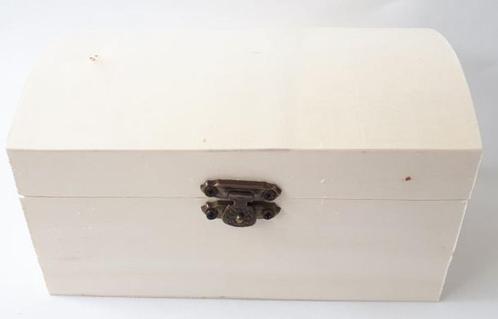 Houten schatkist met bolle deksel 14,7 x 9 x 8,2 cm, Hobby en Vrije tijd, Knutselen, Nieuw, Materiaal, Ophalen of Verzenden