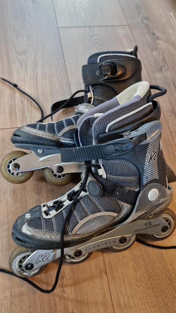 Skeelers set K2 compleet maat 43,5, Sport en Fitness, Skeelers, Gebruikt, Inline skates 4 wielen, K2, Verstelbaar, Ophalen