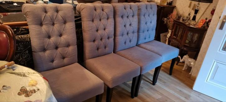 4 gestoffeerde eetkamerstoelen landelijk, Antiek en Kunst, Antiek | Meubels | Stoelen en Banken, Ophalen