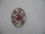 Zilverkleurige Gesp met Roze Bloem en Strass Vintage, Ophalen of Verzenden