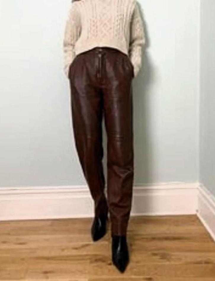 Bruine Lange Leren Broek van Stig P * Mt. 38/40 * Z.G.A.N. *, Kleding | Dames, Broeken en Pantalons, Zo goed als nieuw, Maat 38/40 (M)
