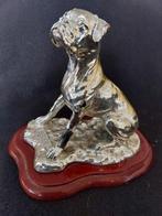 Vintage Zilverkleurige Boxer Hond Beeldje, Ophalen of Verzenden, Gebruikt, Hond of Kat, Beeldje of Figuurtje