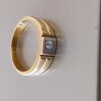 Gouden herenring 14 karaat met diamant .maat 20, Sieraden, Tassen en Uiterlijk, Antieke sieraden, Ophalen of Verzenden, Goud, Broche