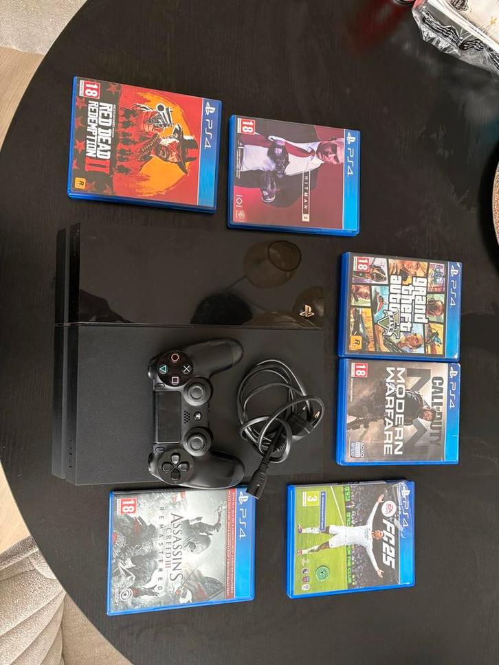 PlayStation 4 (2013) + 1 spel, Spelcomputers en Games, Spelcomputers | Sony PlayStation 4, Gebruikt, Original, 500 GB, Met 1 controller