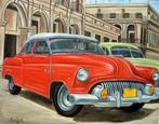 Rode buick schilderij,  handgeschilderd, Ophalen of Verzenden